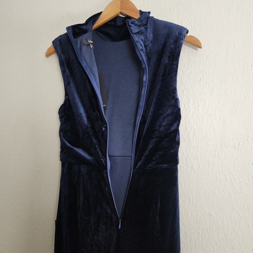 NWT Lulus Alluring Image Navy Blue Ruched Velvet Mock Neck Maxi Dress S - Picture 13 of 15
